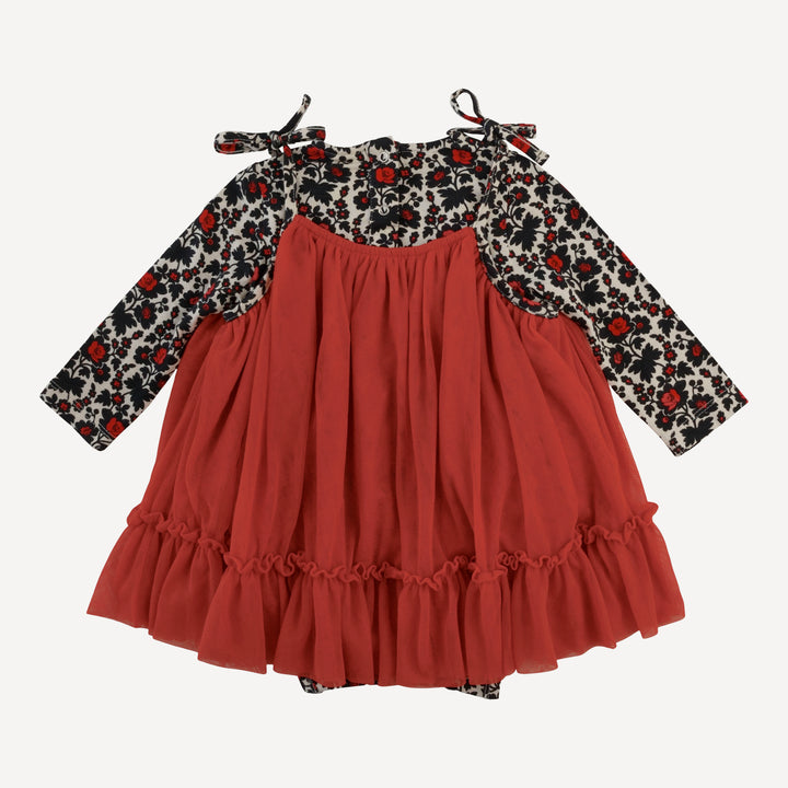 long sleeve ballerina tulle dress bodysuit | wild rose | bamboo