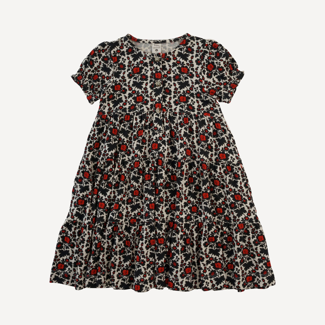 short sleeve henley prairie dress | wild rose | bamboo