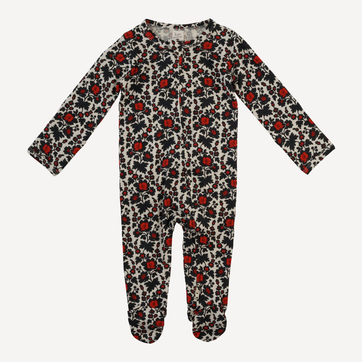 long sleeve two way zipper footie | wild rose | bamboo