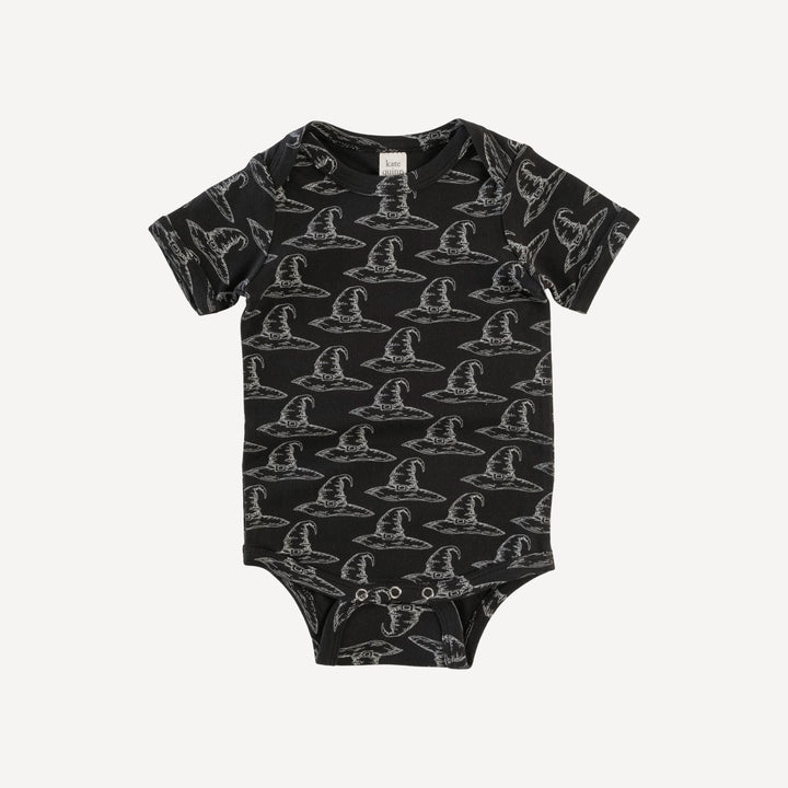 short sleeve lap neck bodysuit | witch hat | organic cotton interlock