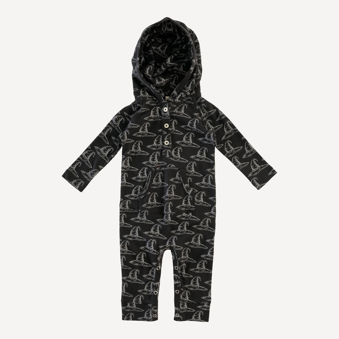 long sleeve hooded sport jumpsuit | witch hat | organic cotton interlock