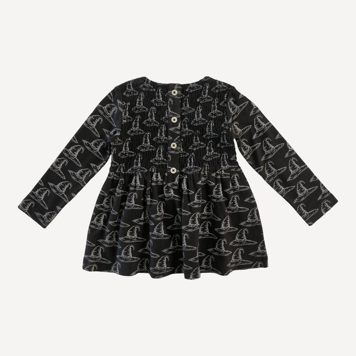 long sleeve square neck smocked top | witch hat | organic cotton interlock