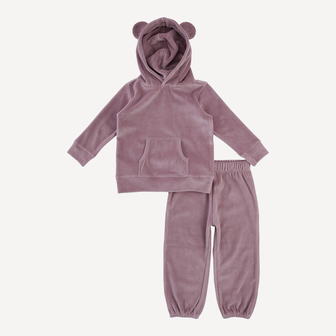 three bears relaxed jogger set | woodrose | organic cotton velour
