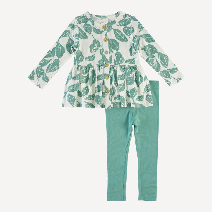 long sleeve button top + legging set | woods leaf | modal