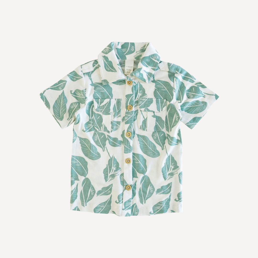 short sleeve military top | woods leaf | modal