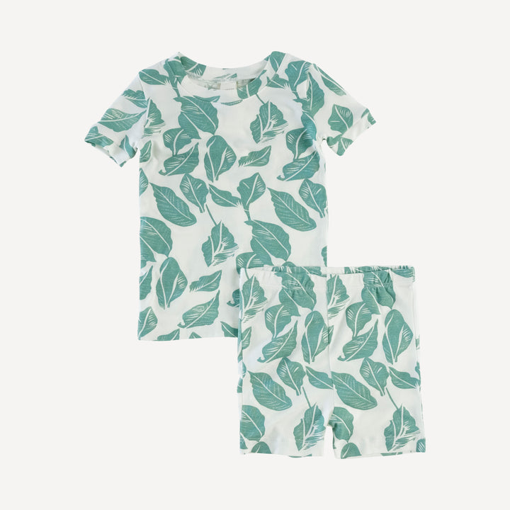 short sleeve crew neck shortie pj set | woods leaf | modal