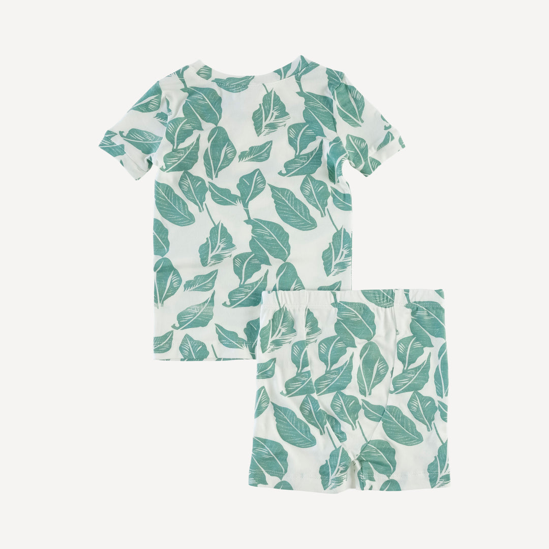 short sleeve crew neck shortie pj set | woods leaf | modal