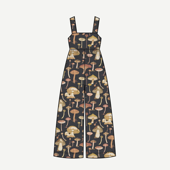 PREORDER womens high waist jumpsuit | black mushroom litho | modal