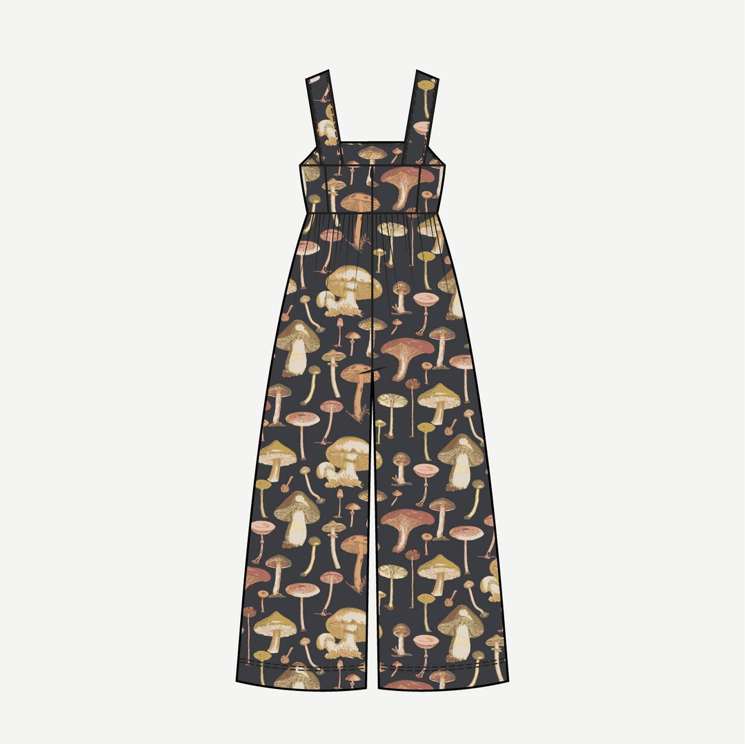 PREORDER womens high waist jumpsuit | black mushroom litho | modal