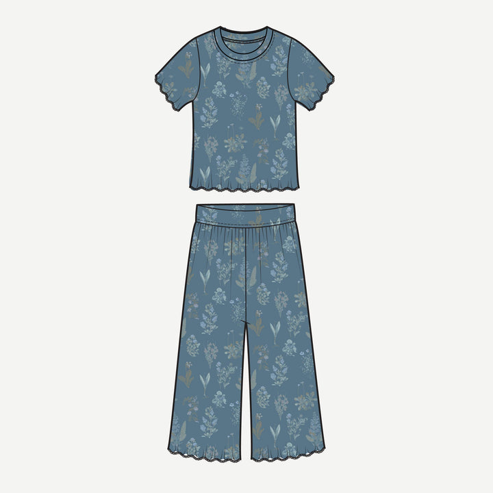 PREORDER womens short sleeve jade set | blue litho | modal
