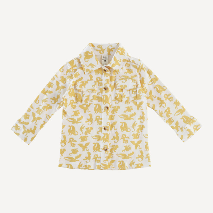 long sleeve military top | yellow gargoyles | organic cotton jersey