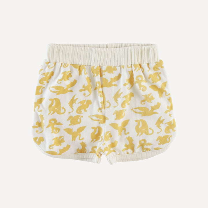 retro track short | yellow gargoyles | organic cotton jersey