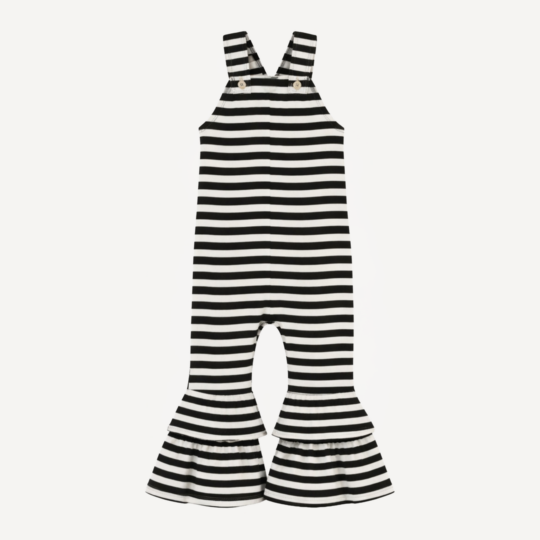 anne jumpsuit | black & white stripes | organic cotton interlock