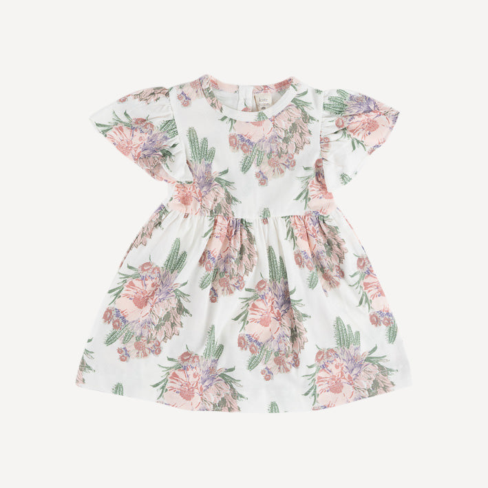 bell sleeve dress | cactus flower | organic cotton jersey