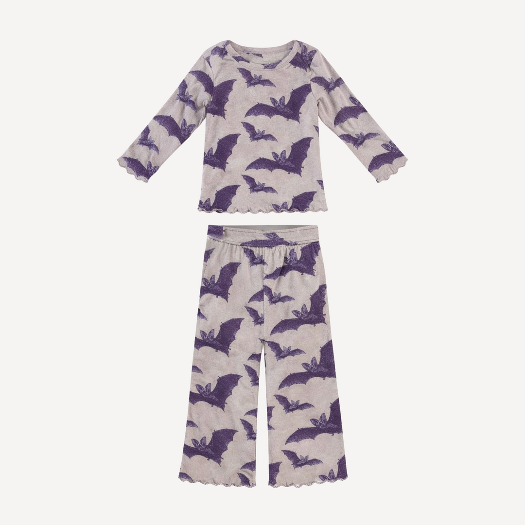 womens jade set | purple bat | organic cotton interlock