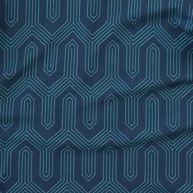 piped baseball jersey + short set | blue art deco | light weight bamboo