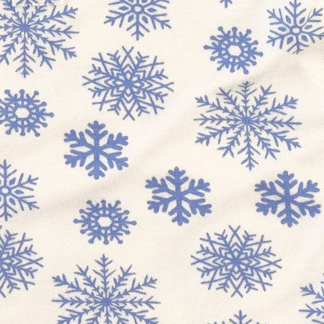womens long sleeve crew neck pj set | blue snowflake | bamboo