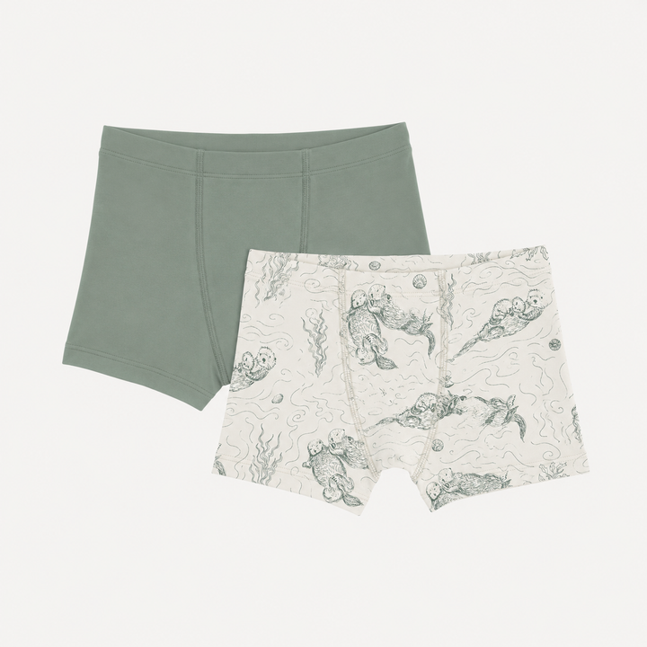 PREORDER boxer set of 2 | green otter family | organic cotton interlock