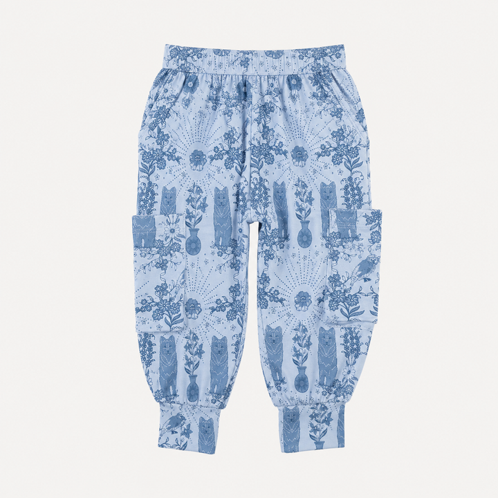 PREORDER cargo bubble pant | wolf floral | organic cotton interlock