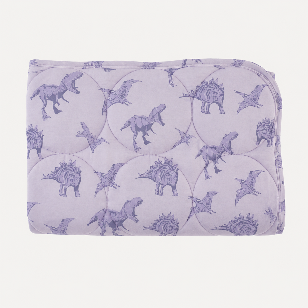 PREORDER classic circle quilt | lavender dinosaur | organic cotton interlock