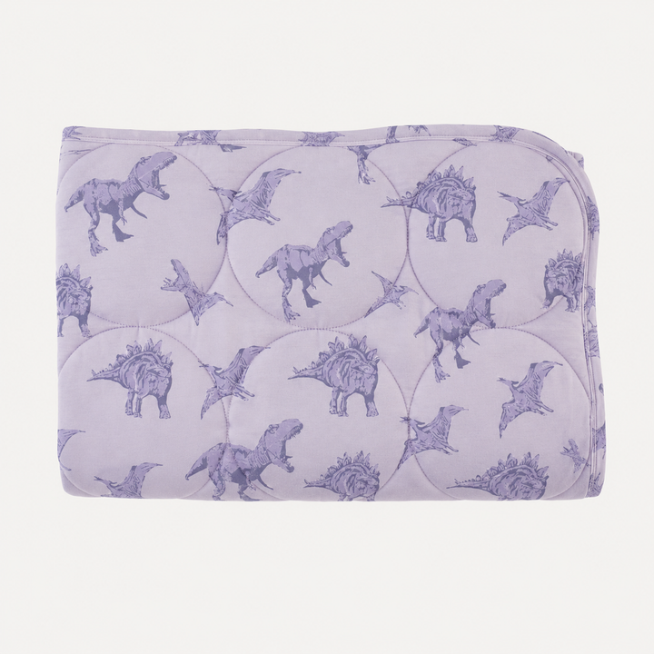 PREORDER classic circle quilt | lavender dinosaur | organic cotton interlock