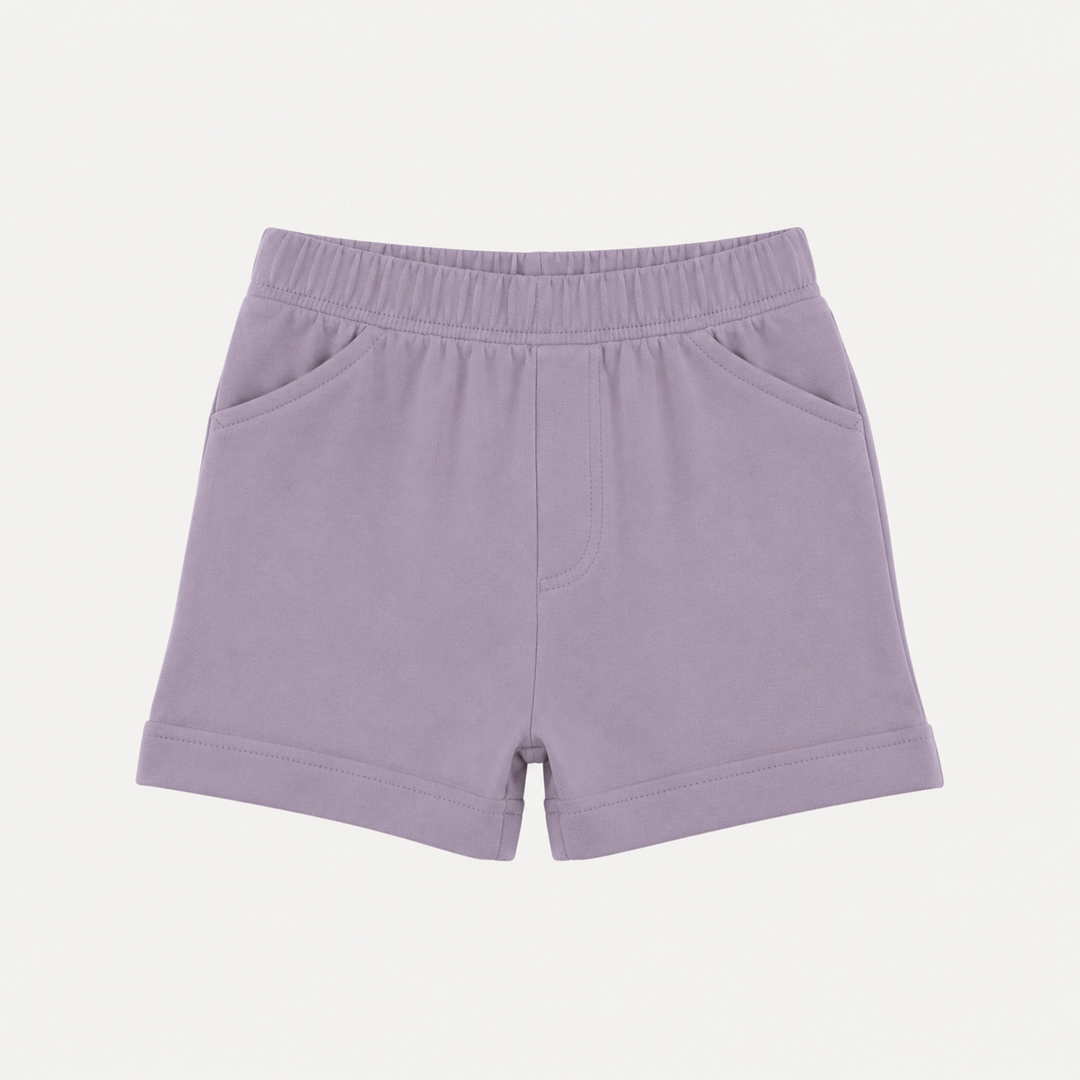 PREORDER cuffed pocket short | dusty lavender | organic cotton interlock