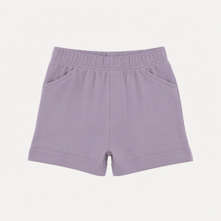 PREORDER cuffed pocket short | dusty lavender | organic cotton interlock
