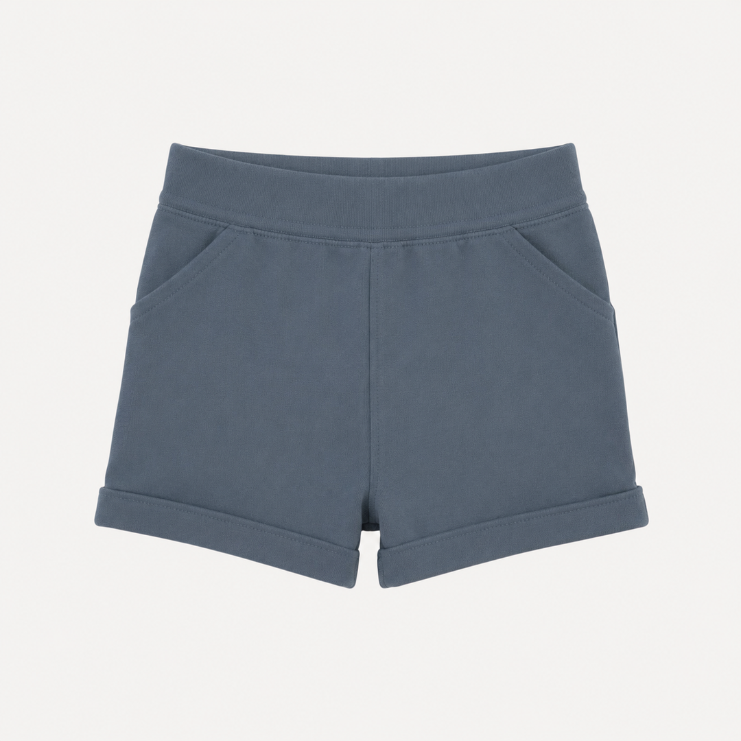 PREORDER cuffed pocket short | stormy | organic cotton interlock