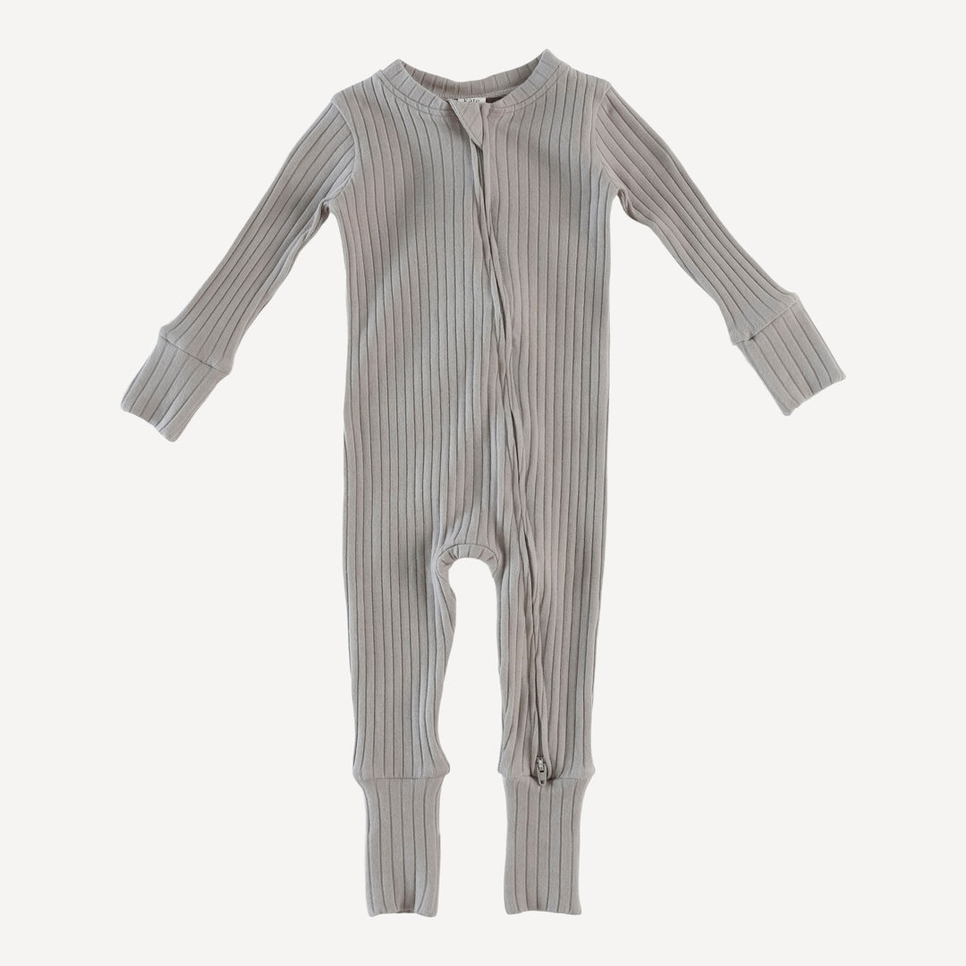 long sleeve convertible zippy pj | dove | organic cotton wide rib