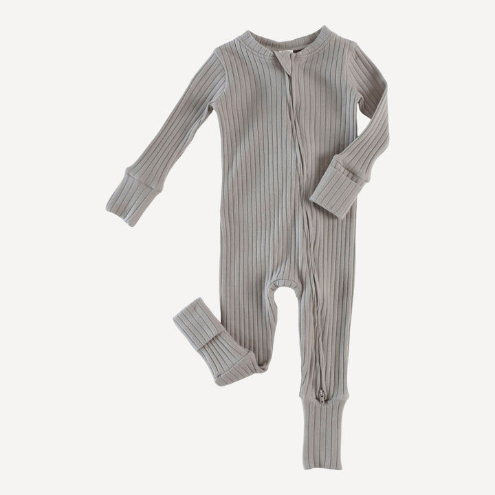 long sleeve convertible zippy pj | dove | organic cotton wide rib