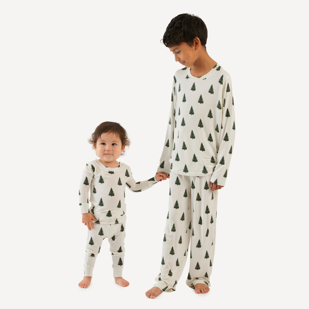 long sleeve crew neck pj set | mountain pine | bamboo