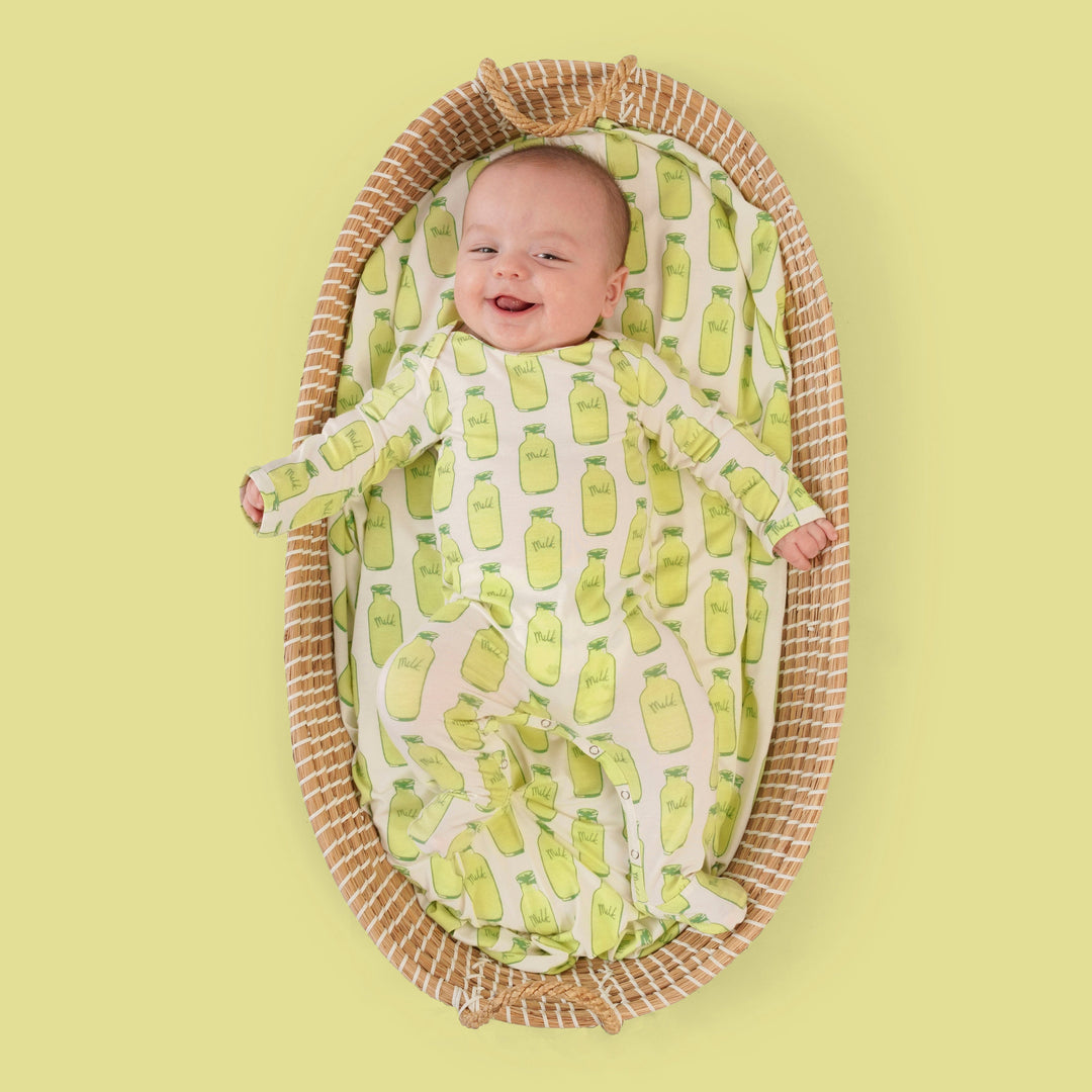 long sleeve lap neck footie | milk jars | bamboo