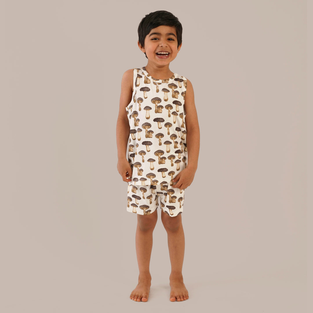 topstitch tank + relaxed short set | neutral fungi | bamboo
