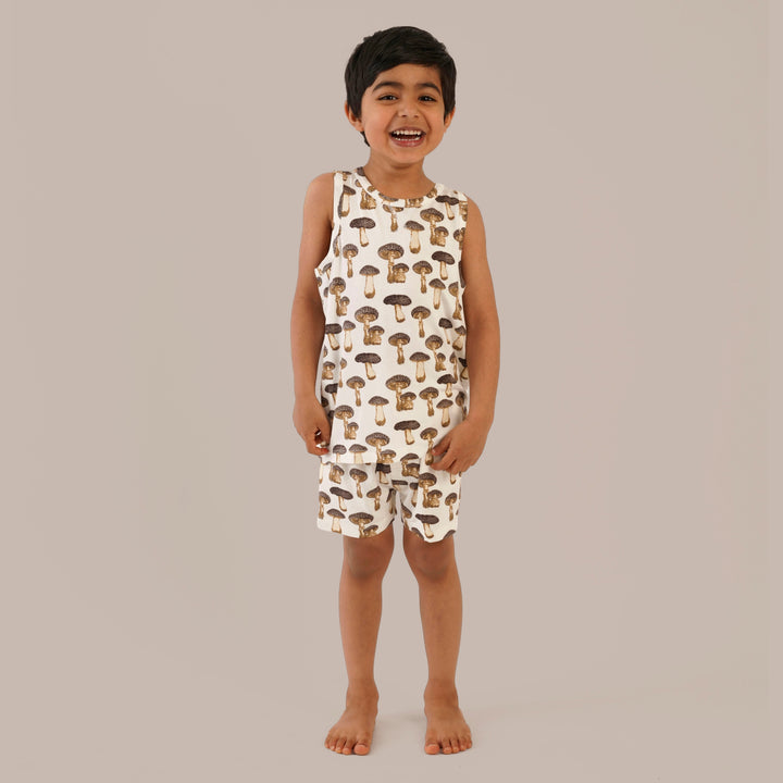 topstitch tank + relaxed short set | neutral fungi | bamboo