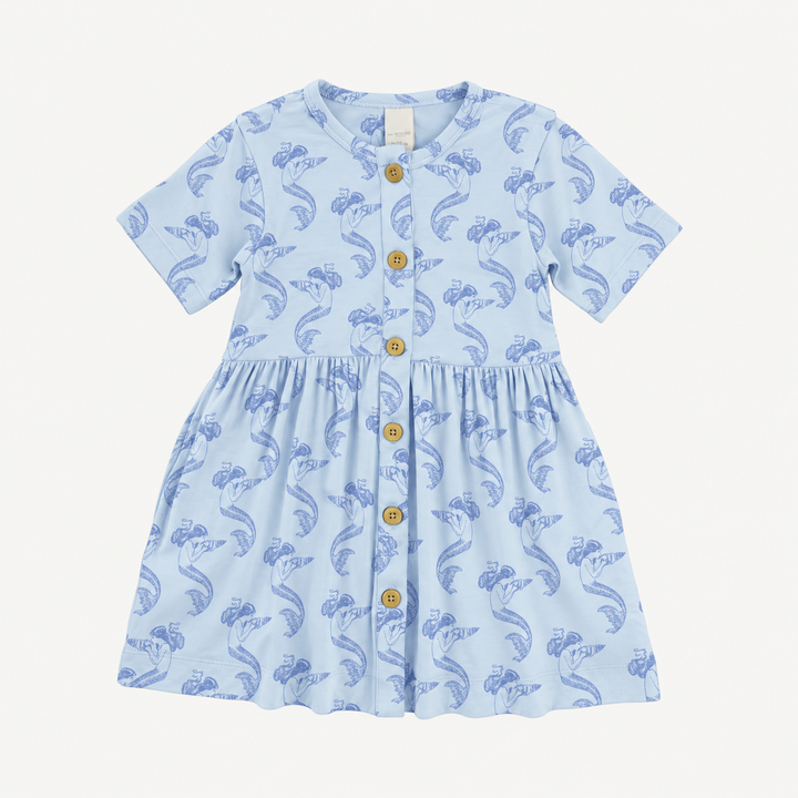 PREORDER short sleeve button front pocket dress | mermaid shell | modal