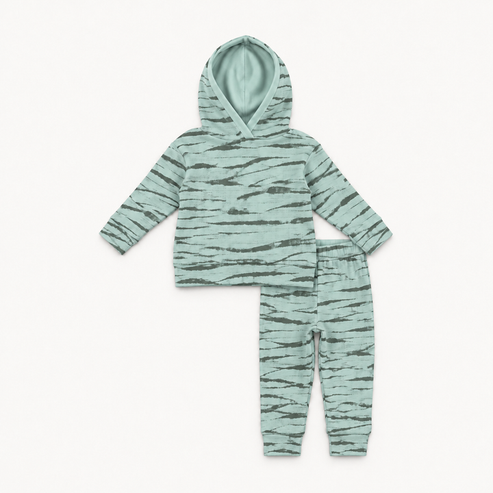 PREORDER long sleeve hooded jogger set | forest wave shibori | modal