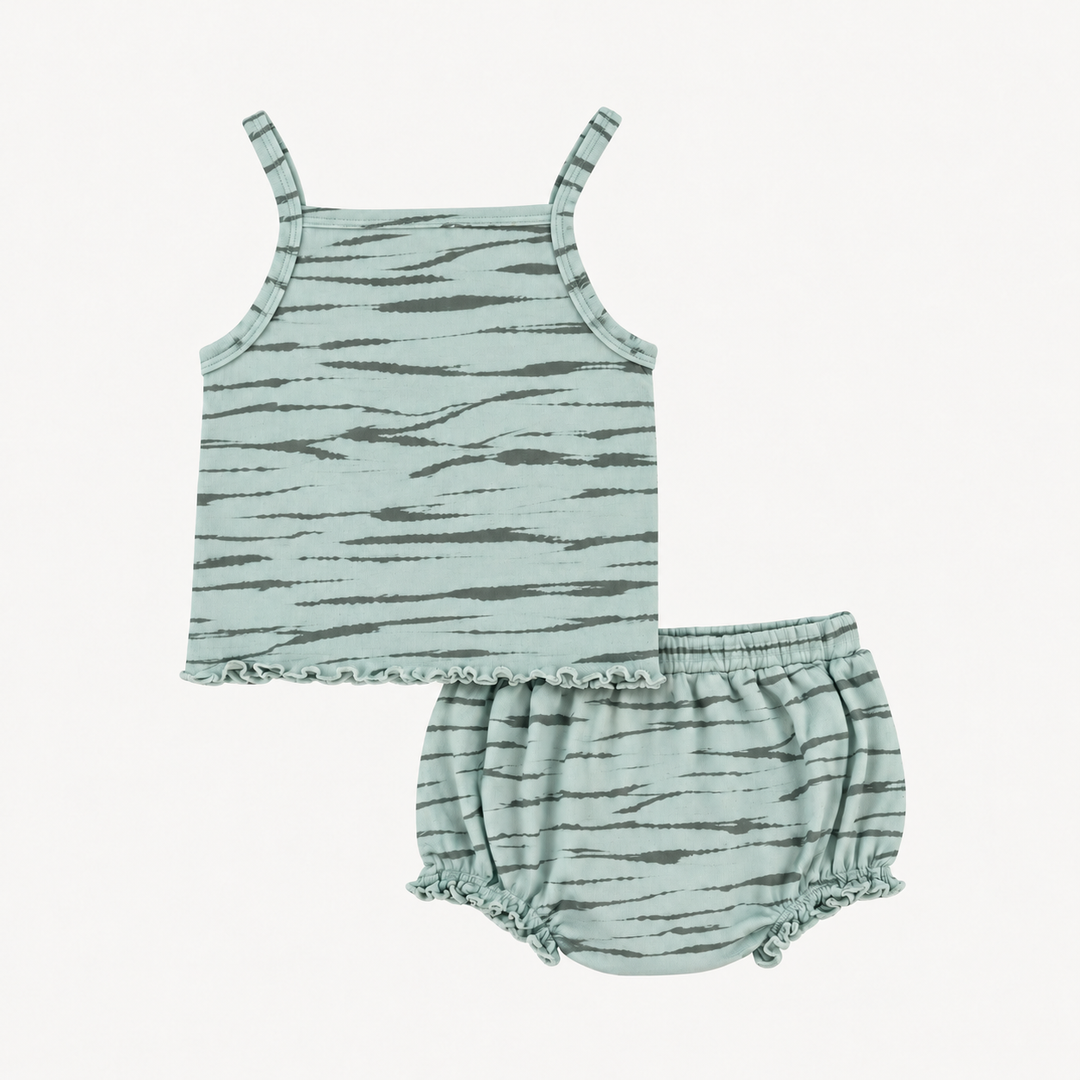 PREORDER lettuce tank and bloomer set | forest wave shibori | modal