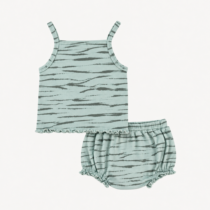 PREORDER lettuce tank and bloomer set | forest wave shibori | modal