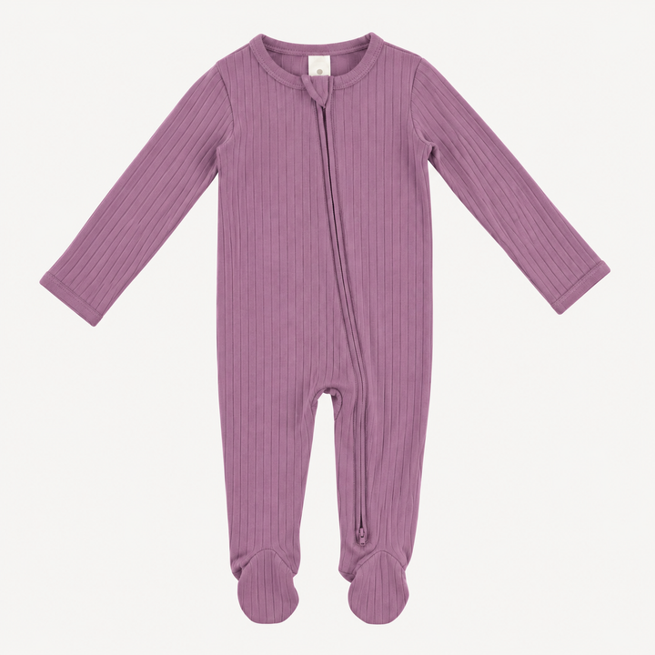 PREORDER long sleeve two way zipper footie | valerian | woods rib