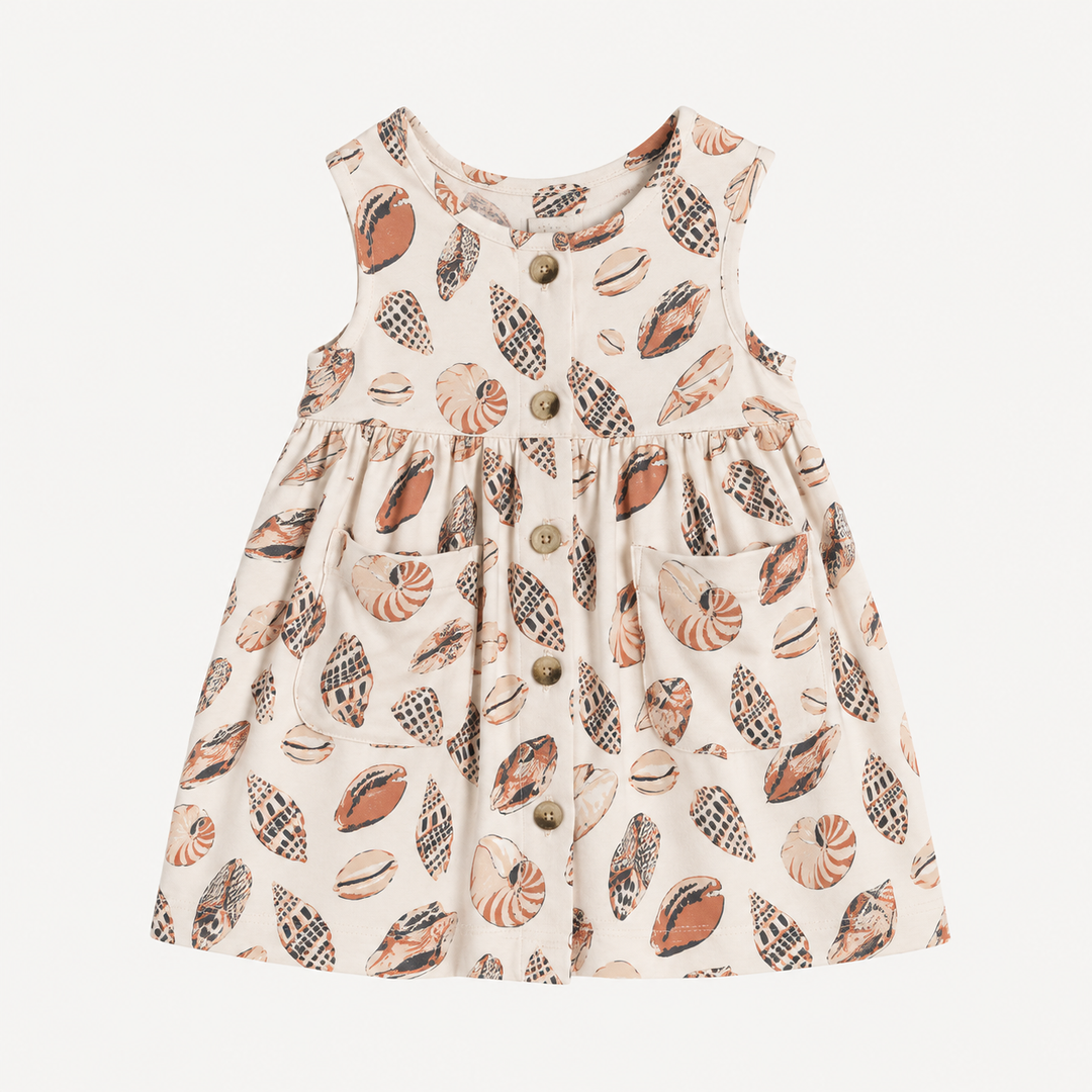 PREORDER sleeveless button front pocket dress | seashell | modal