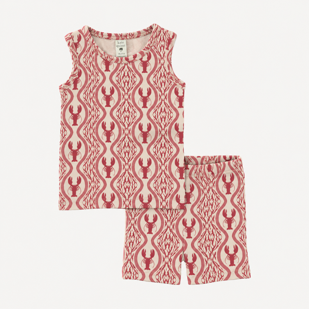 PREORDER tank shortie pj set | lobster baroque | modal