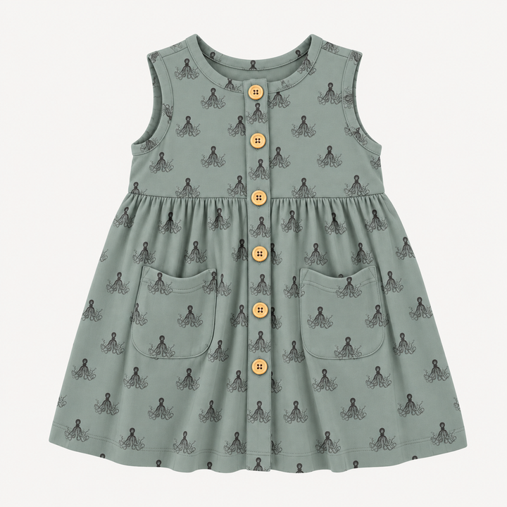PREORDER pinafore apron button pocket dress | octopus | modal