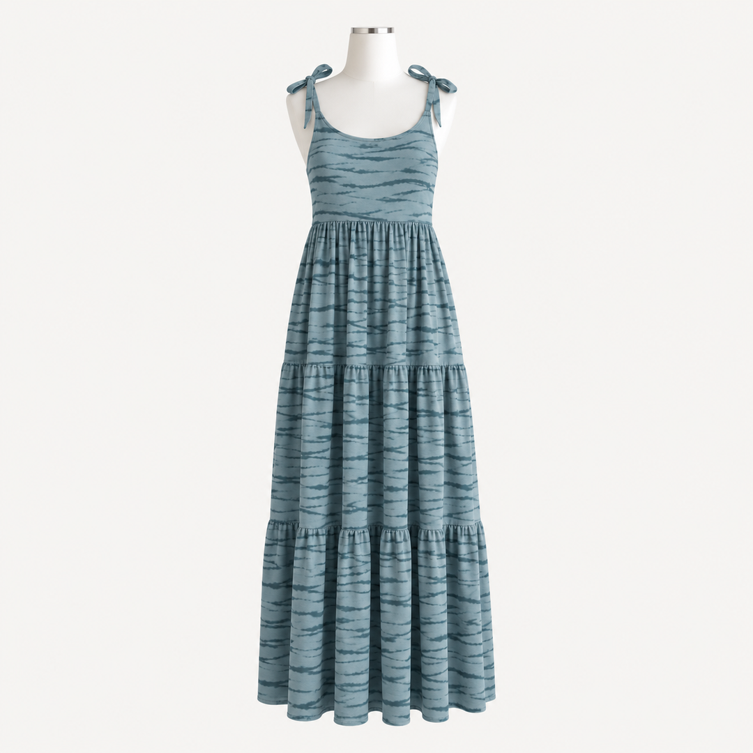 PREORDER womens spaghetti tie prairie dress | arctic wave shibori | modal