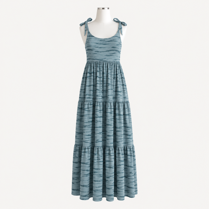PREORDER womens spaghetti tie prairie dress | arctic wave shibori | modal