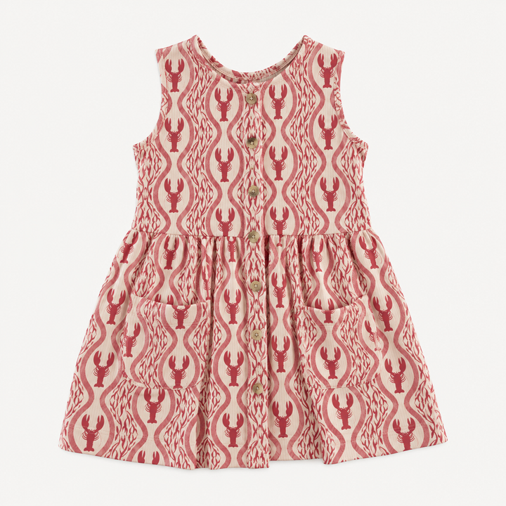 PREORDER pinafore apron button pocket dress | lobster baroque | modal