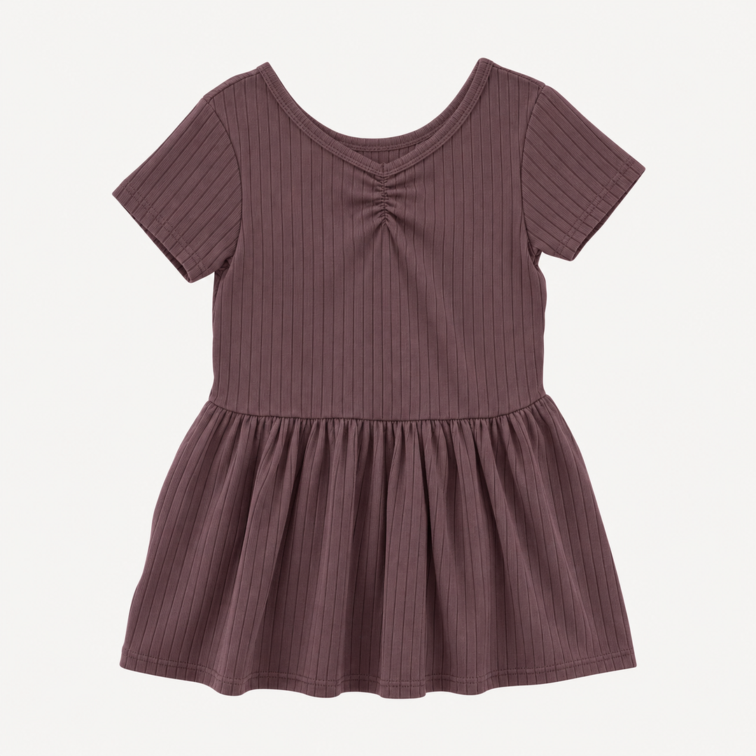 PREORDER short sleeve twirl dress | huckleberry | woods rib