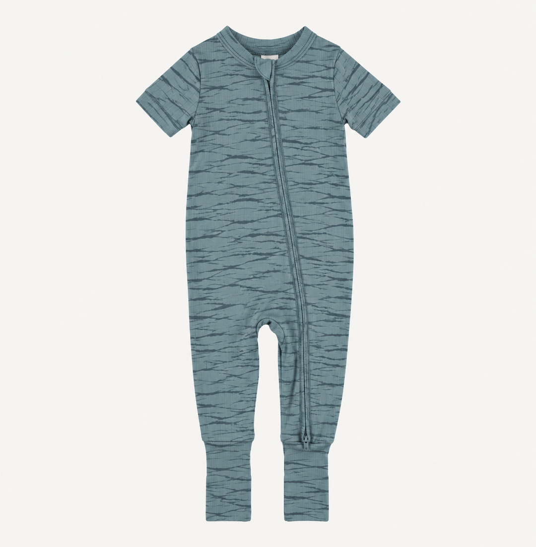 PREORDER short sleeve convertible zippy pj | arctic wave shibori | modal