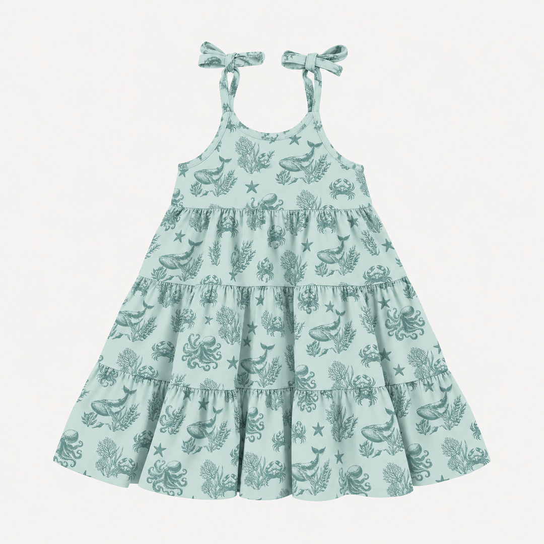 PREORDER spaghetti tie prairie dress | nautical toile | modal
