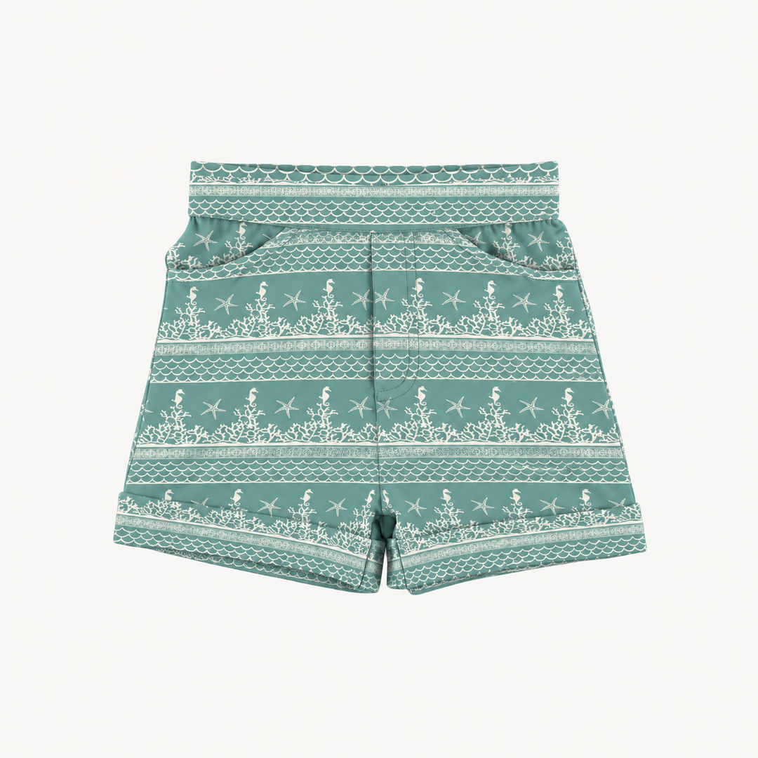 PREORDER cuffed pocket short | coral landscape | modal