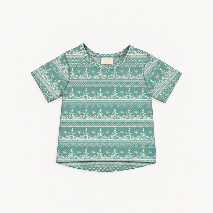 PREORDER short sleeve essential boxy tee | coral landscape | modal